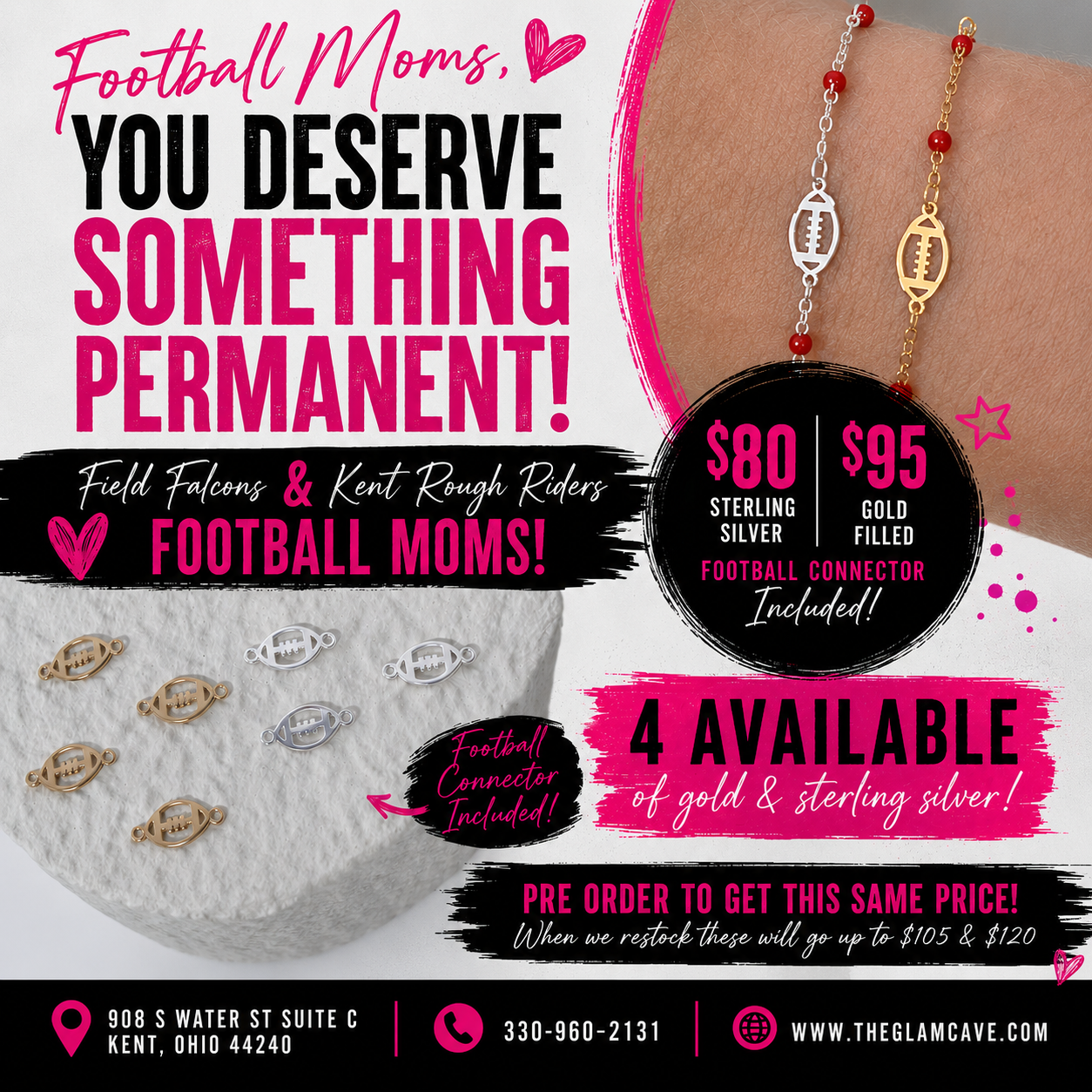 Permanent Jewelry- Football & Red Enamel